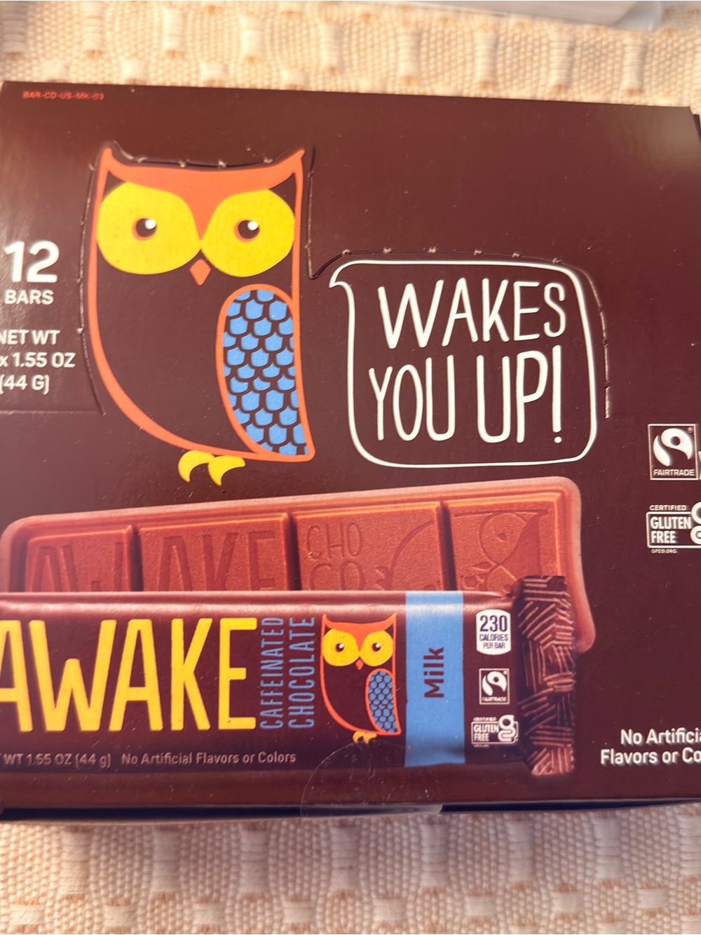 Awake Milk Chocolate Box in Brown, Yellow and Blue